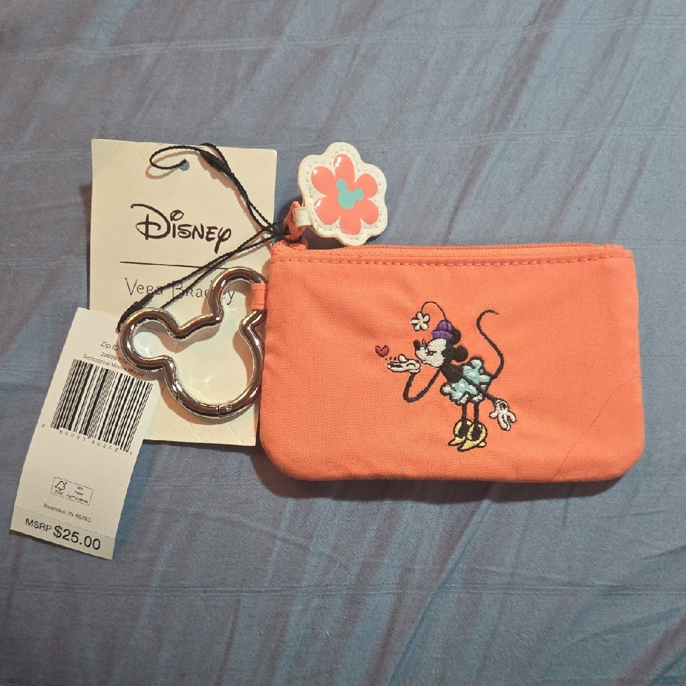 Disney Coral Pouch with Minnie Mouse Embroidery